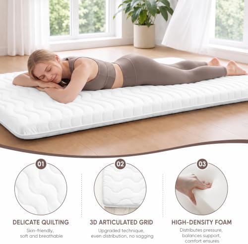 SCHNAUZER HOME Japanese Floor Mattress Futon Mattress Twin 3.5" Thick White - Image 4