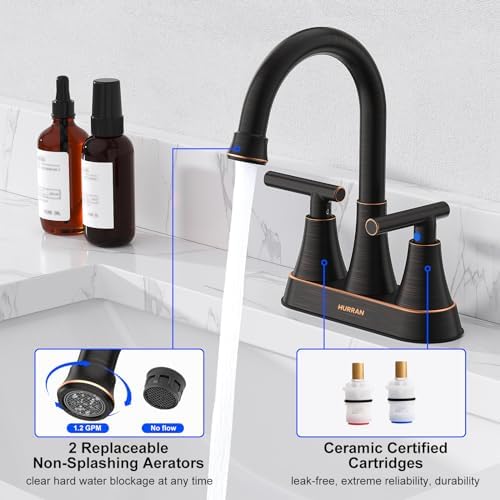 Bathroom Faucets, Hurran 4 inch Centerset 2-Handle Lead-Free - Image 4