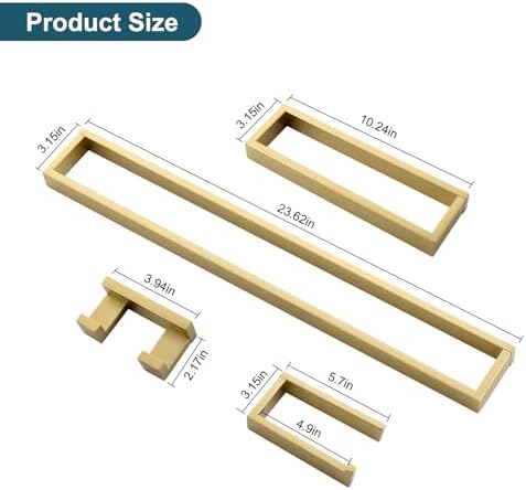 4-Piece Modern Gold Bathroom Hardware Accessories Set - Image 6
