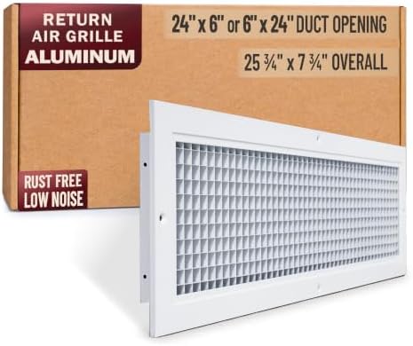 Fits 24x6 and 6x24 Duct Opening | Aluminum Eggcrate Return Air Grille | Low by Handua