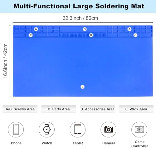 32.3" x 16.6" Premium Silicone Soldering Mat, 932°F Heat Resistant Oversized - Image 2