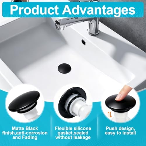 Pop Up Drain Stopper Bathroom Sink Compatible - Image 3