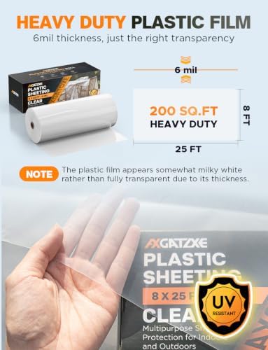 Axgatoxe 6 Mil 8x25 FT Heavy Duty Greenhouse Plastic Sheeting - Image 2