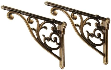 Shelf Brackets 6 Inch 2 Pack Heavy Duty Antique Brass Wall Bracket Victorian by khtumeware