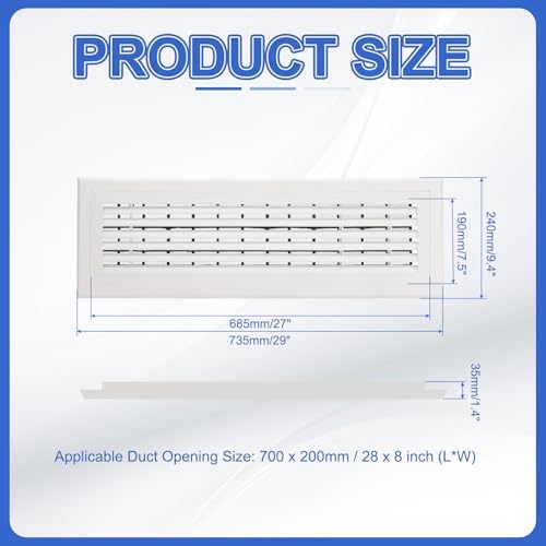 PATIKIL 28x8 Inch Plastic Ventilation Grille, Return Air Vent Cover Removable - Image 2