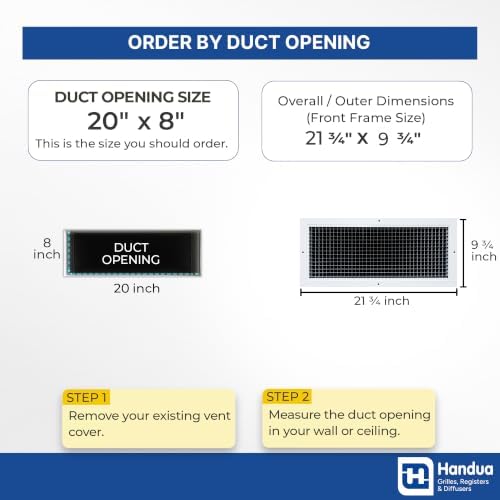 Fits 20x8 and 8x20 Duct Opening | Aluminum Eggcrate Return Air Grille | Low - Image 2