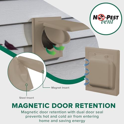 NO-PEST VENT Dual Door Dryer Vent Cover 4 Inch Outdoor, Made in USA, Highest - Image 4