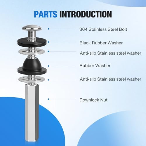 Jamini 2PCS Universal Toilet Seat Bolt Kit, 304 Stainless Steel Screws - Image 3