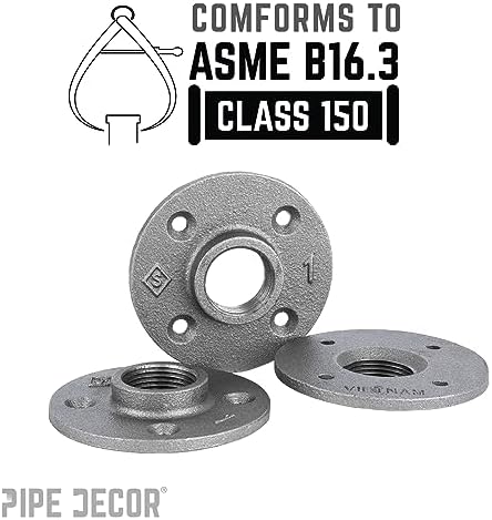 PIPE DECOR 1" Malleable Iron Floor Flange 6 Pack, Industrial Steel Grey Fits - Image 2