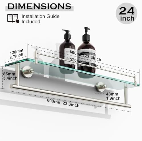 24-Inch Tempered Glass Bathroom Shelf - Image 2