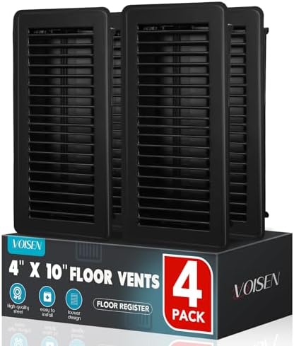 VOISEN Floor Register 4x10, 4 Pack Black Floor Register Vents by VOISEN