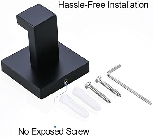 TQKAG Bathroom Towel Hook, 2 Pack Coat Robe Holder, Matte Black - Image 7