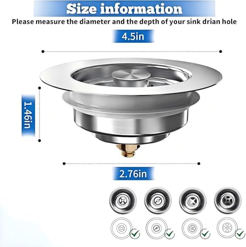 Kitchen Sink Drain Strainer Stopper, Fits 3-1/2 Inch, 2 Pack - Image 2