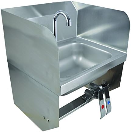 BK Resources NSF Commercial Wall Mounted Hand Sink, Knee Valves, Side Splash by BKResource