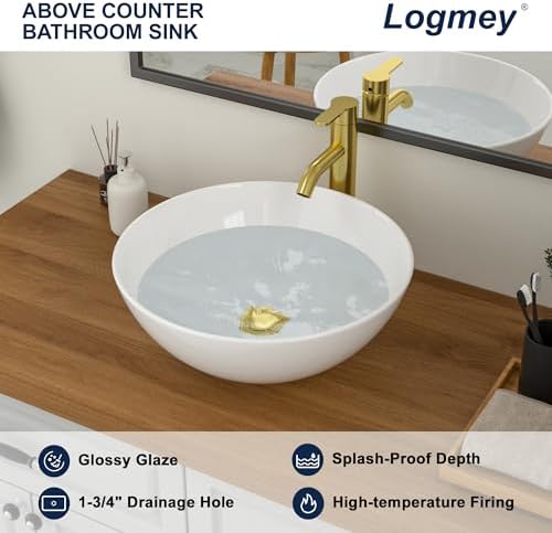 Logmey 16" Round Bathroom Sink - Image 3