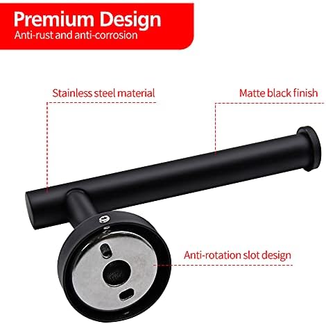 2pcs Matte Black Toilet Paper Holder and Towel Ring Set, Stainless Steel - Image 4
