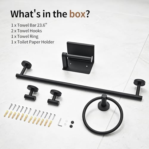 Wall Mounted Matte Black Bathroom Hardware Accessories Set - Image 7