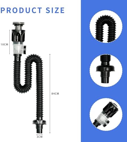 Bathroom Sink Drain Kit with Flexible Expandable P-Trap Sink Drain Pipe Tube - Image 5