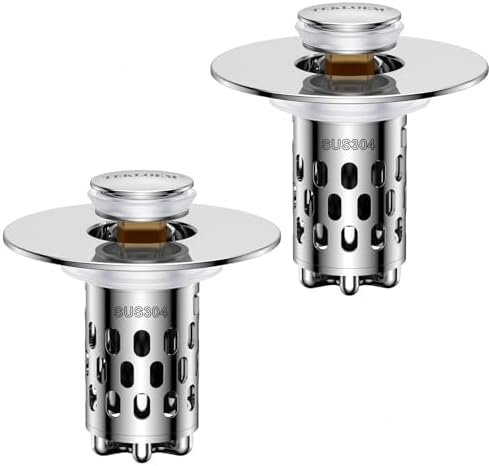 Bathroom Sink Drain Strainer, All Metal Pop-Up Sink Stopper by Unknown