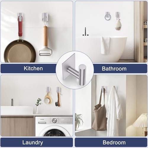 Lairuier Brushed Nickel Bathroom Hardware Set, Adhesive or Screw Wall Mount - Image 4