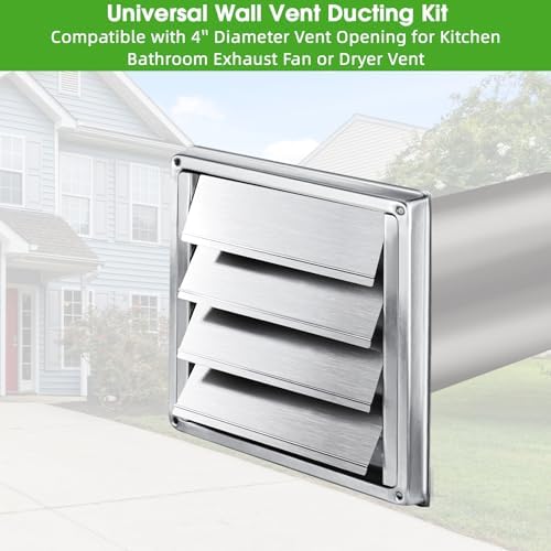 4"Dryer Vent Kit Through Wall w/Hose/Duct Connector/Plate, Stainless Steel - Image 6