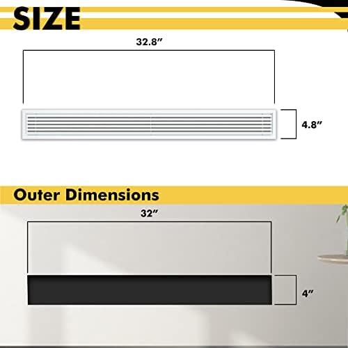 Linear Bar Air Grille 32" X 4", Aluminum Air Supply/Return Grilles, Easy Air - Image 2