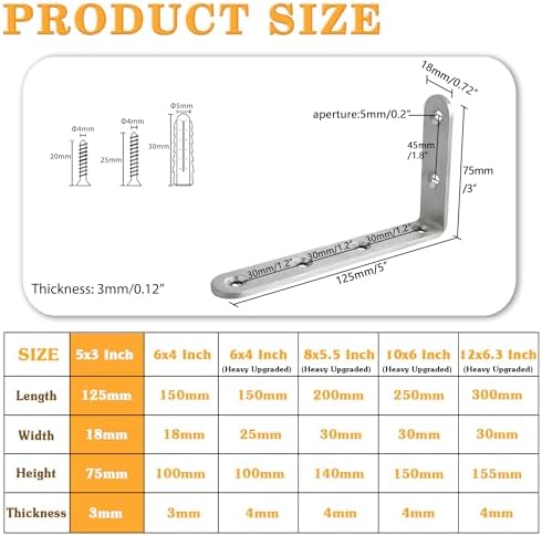 Alise 8Pcs Floating Shelf Brackets, 5x3in Heavy Duty L Bracket - Image 2