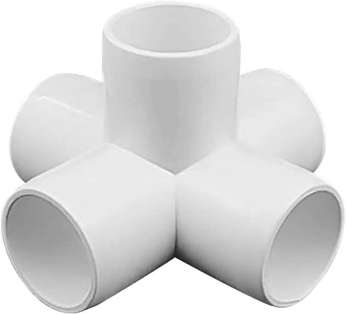 1“ Tee PVC Fitting 5 Way Elbow Connector, Furniture Grade 90 Degree Elbow Side - Image 4