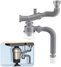 Garbage Disposal Drain Kit, Kitchen Sink P-Trap 1 1/2, Space Saving, Clog by QruiLanTu