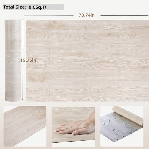 3D Peel and Stick Floor Tile Vinyl Flooring Roll Wood Plank Sticker 23"x - Image 4