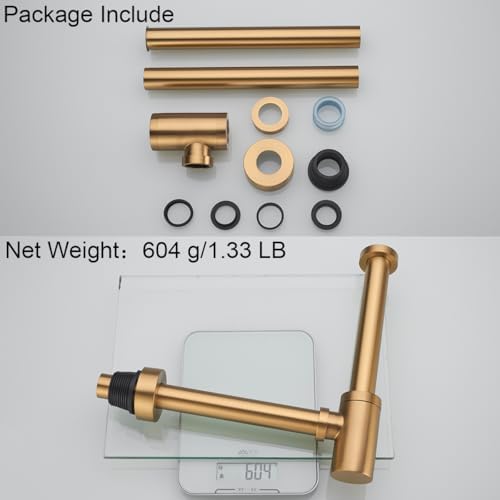 RANDOM Brass Round Bottle P-Trap 1 1/4, Raise and Lengthen Adjustable Basin - Image 5