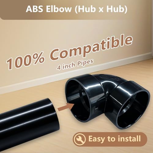 LESSO 4" Elbow ABS Pipe Fittings, 90 Degree Elbow, SCH40 Black - Image 4
