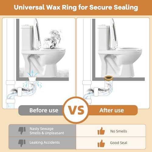 Hibbent 2 Pcs Toilet Wax Ring Replacement Kit, Toilet Bolt Covers - Image 2