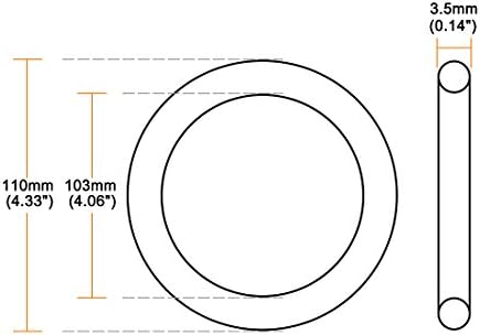 uxcell Silicone O-Ring, 110mm OD, 103mm ID, 3.5mm Width, VMQ Seal Rings Gasket - Image 2