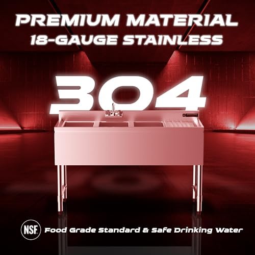 DuraSteel 3 Compartment Under Bar Sink - Image 4