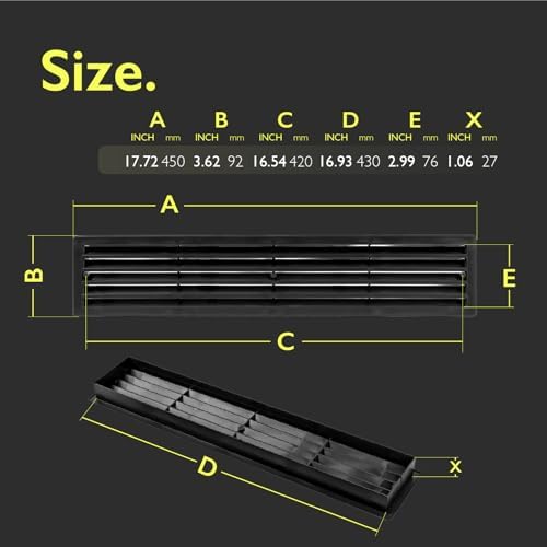 17.7 x 3.6 Inch Door Vent Cover – Two-Sided Black Plastic Vent Cover - Image 2