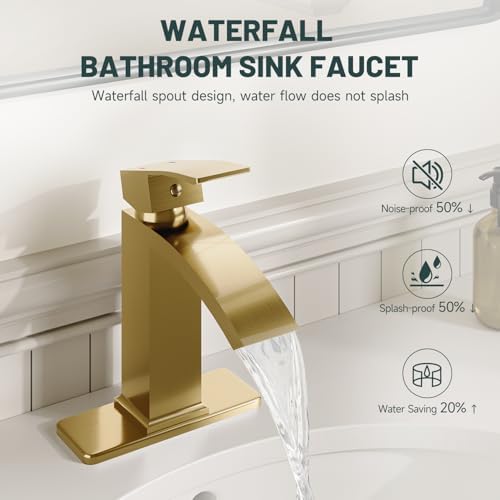Brushed Gold Waterfall Bathroom Faucet - Image 3