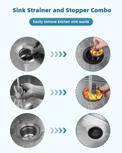 Universal 3 in 1 Kitchen Sink Drain Strainer Stopper Combo, Matteblack - Image 2