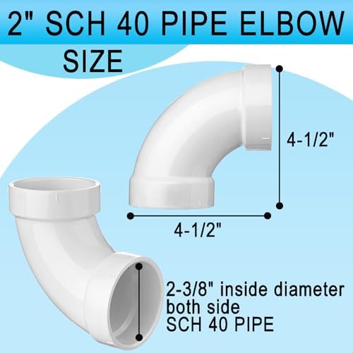 Asterbacks 2 inch PVC 90 Degree Elbow Schedule 40 White Pipe Fittings - Image 3