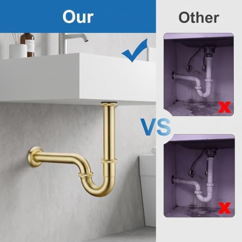 Brass P Trap 1 1/4 Bathroom Sink Drain Kit, Adjustable Height U-Shape Trap - Image 5