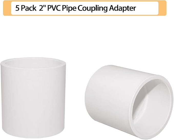 5PCS 2" PVC Pipe Coupling Slip SCH40 White | Connector Adapter Pipe Fitting - Image 2