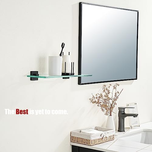 JQK Bathroom Glass Shelf Black, Tempered Glass Shower Storage 16 by 5 inches - Image 4