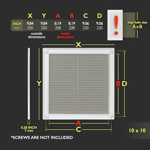 10 x 10 Inch White Air Vent Cover – Plastic Square Air Vent Grill Cover - Image 2