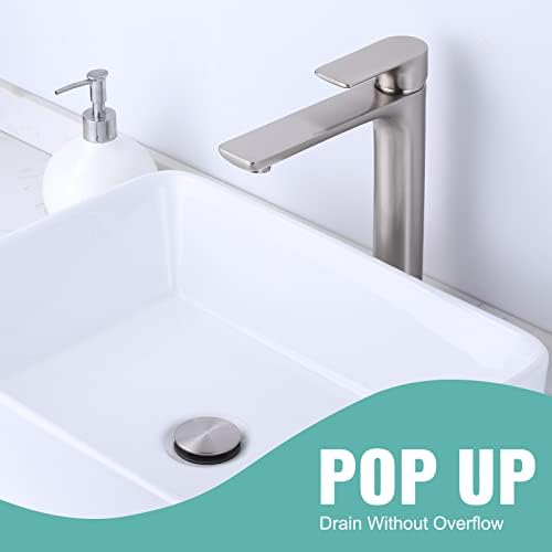 Bathroom Sink Drain Without Overflow, ARCORA Brushed Nickel Pop Up Drain - Image 5