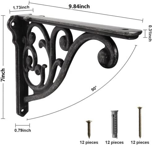 Khtumeware Ornate Decorative Shelf Brackets, 10 inch Big wall Mounted Shelving - Image 2