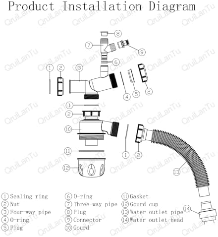 Garbage Disposal Drain Kit, Kitchen Sink P-Trap Drain Kit 1 1/2, Space Saving - Image 7
