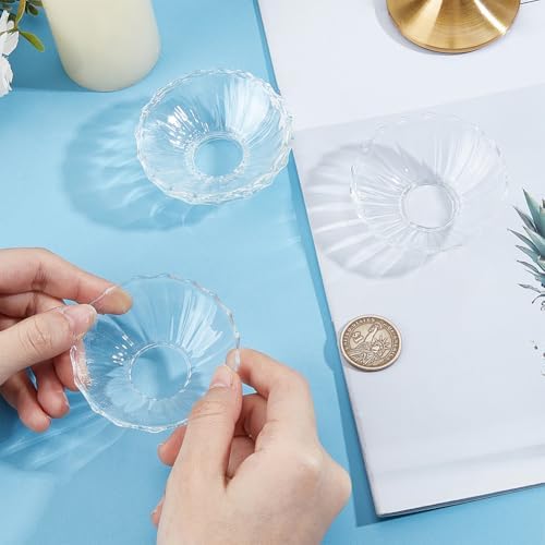 GORGECRAFT 6Pcs Candle Glass Bobeches Candlestick Holders Ribbed Candle Drip - Image 3