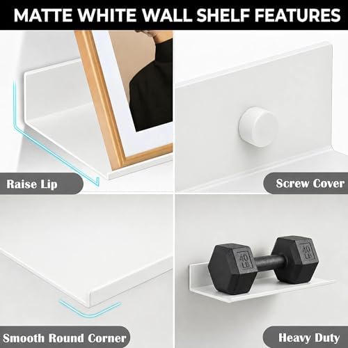 Z metnal White Wall Shelves, Small Corner Floating Bathroom Shelf, Lack Slim - Image 5