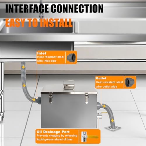 Wadoy 8 lb Commercial Grease Trap, Stainless Steel Under-Sink Interceptor - Image 3