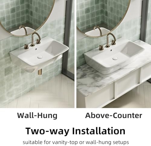 24"W x 17"D Wall Mount Bathroom Sink - Image 3